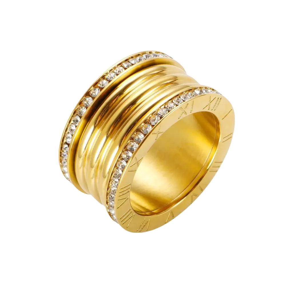 Anel Luxo Romano com Zircônia Argentia