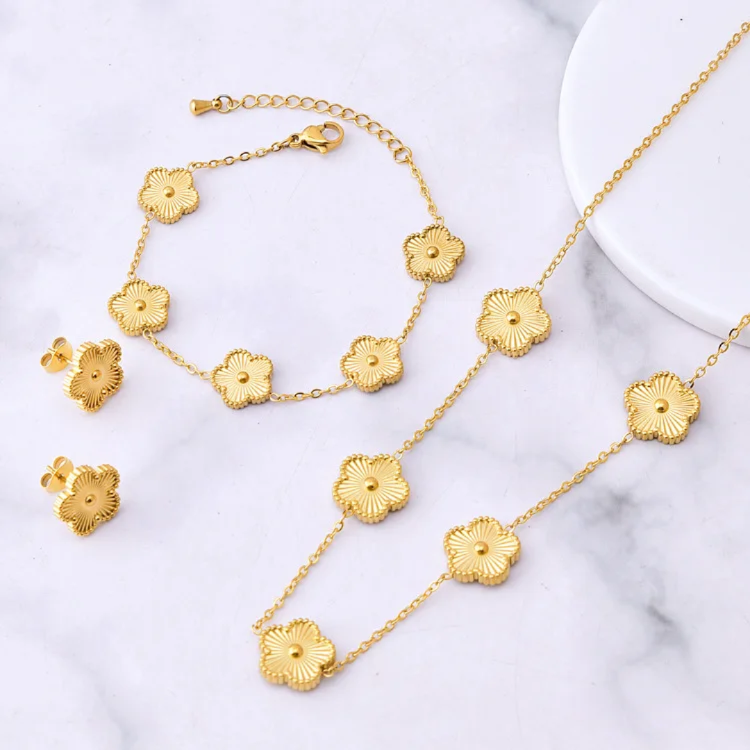 Conjunto Trevo Dourado Argentia