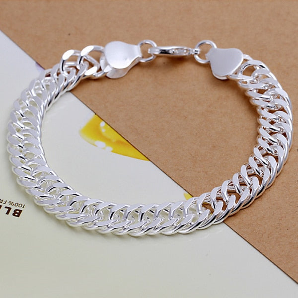 Pulseira Cubana Masculina Prata 925 Esterlina Argentia