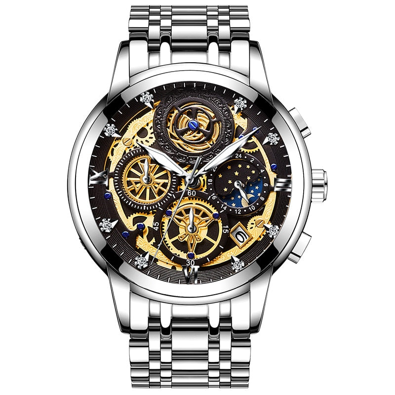 Relógio Executivo V7 com Pulseira de Aço Inoxidável Argentia