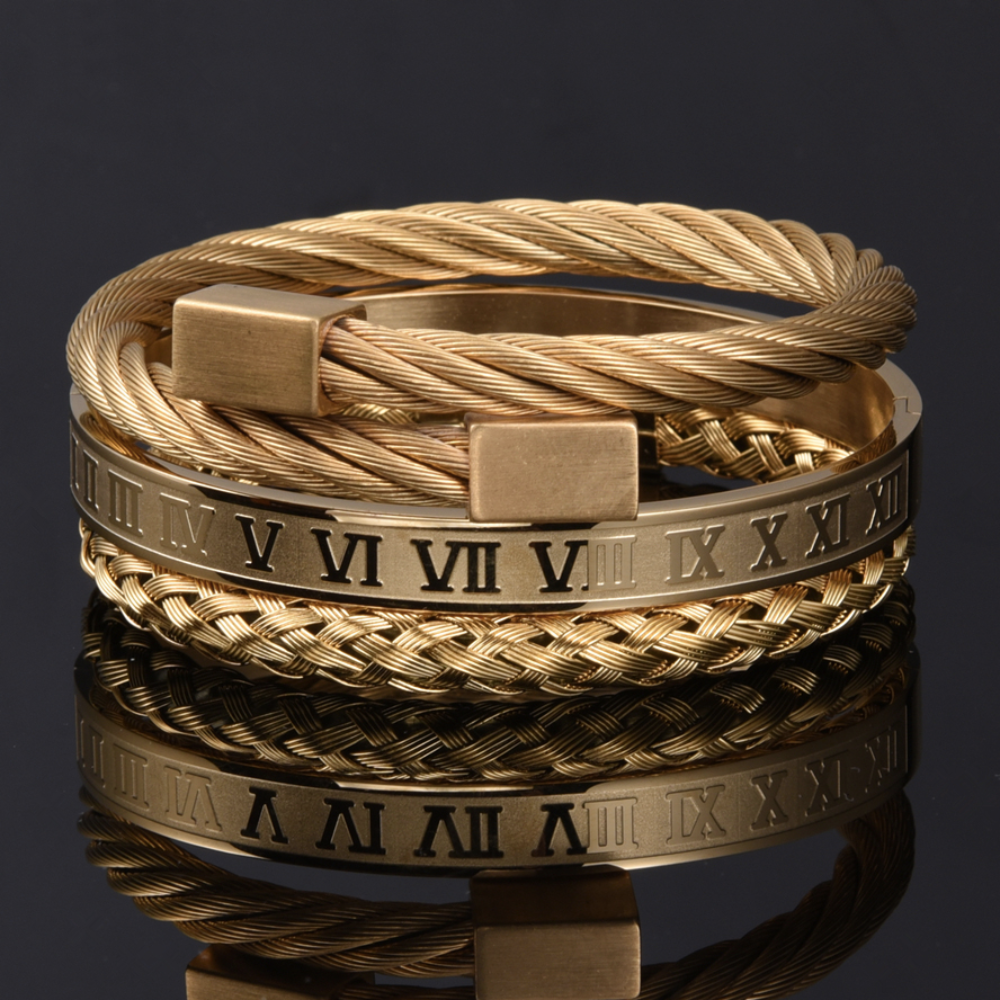 Pulseira Roman Royal Banhada a Ouro 18k Argentia