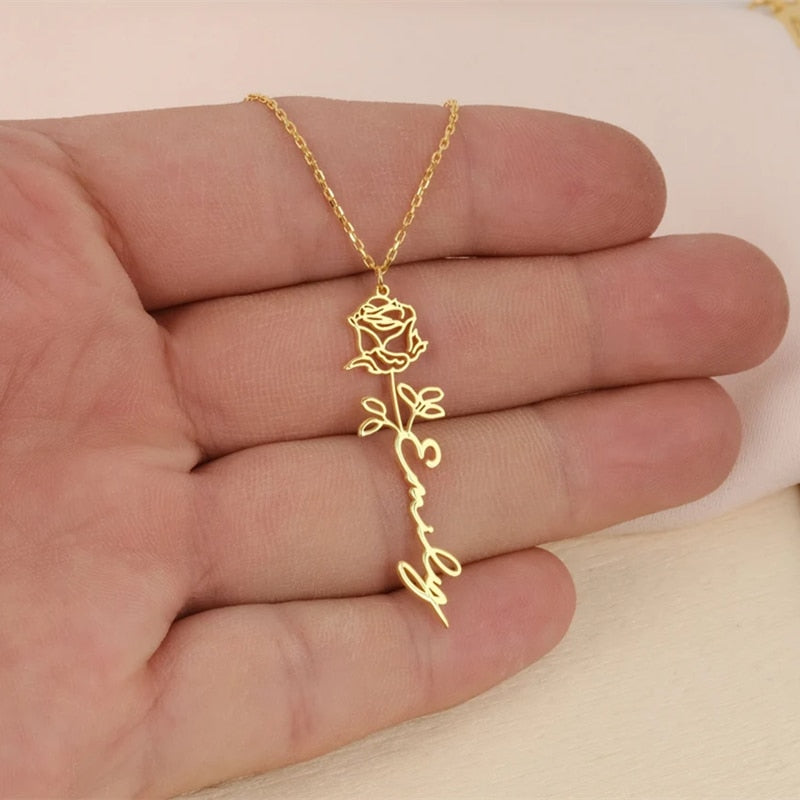 Colar Personalizado Nome Flor Argentia