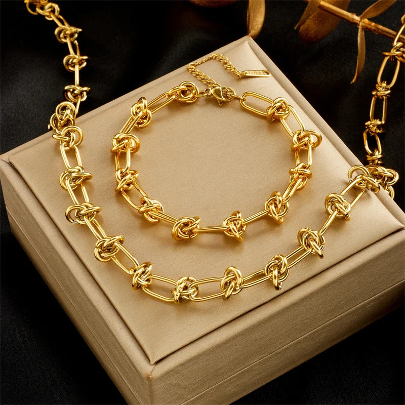 Conjunto Colar e Pulseira Nó Argentia