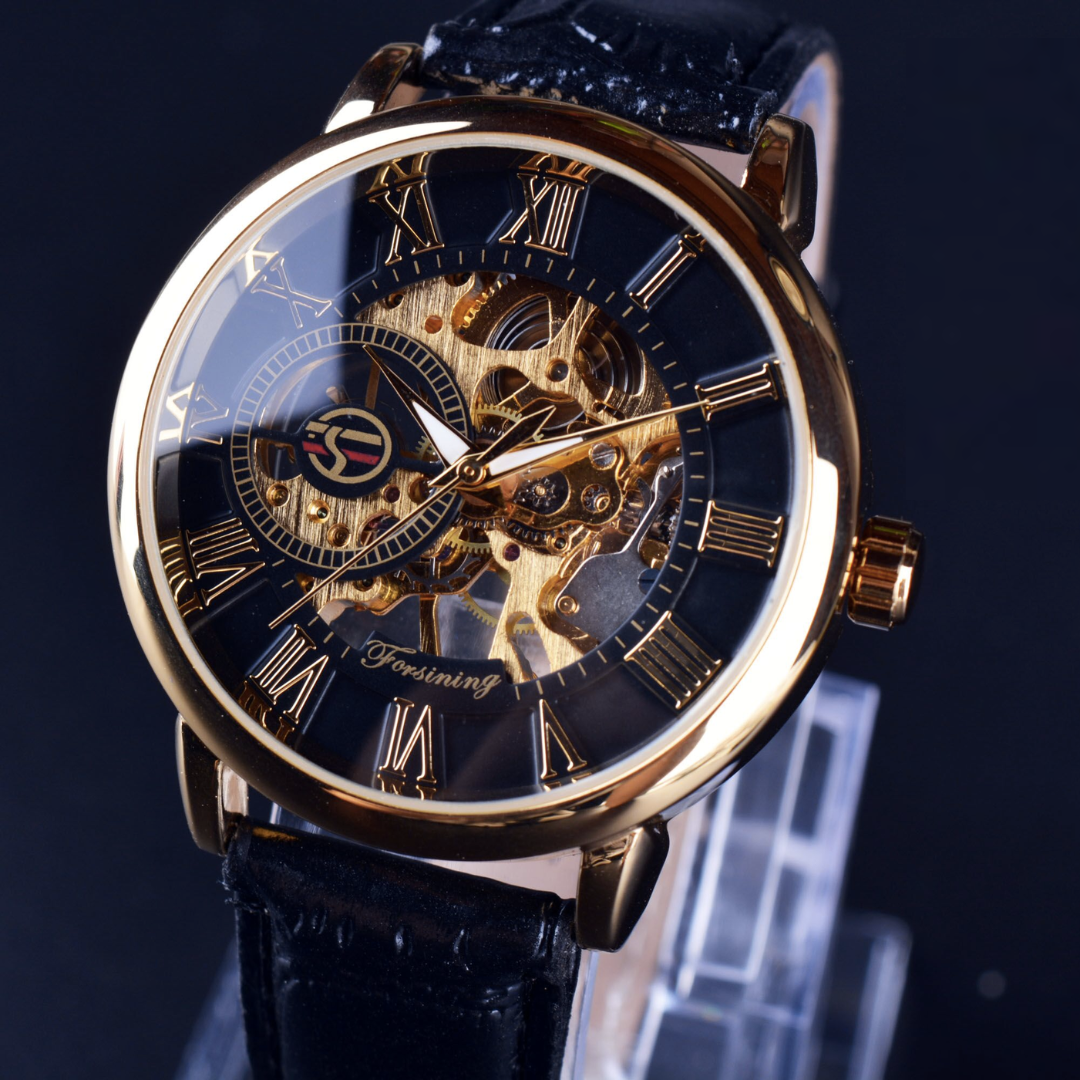 Relógio Forsining 3d com Pulseira de Couro Argentia