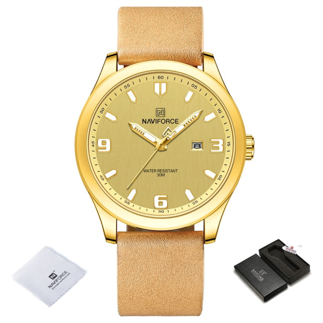 Relógio Naviforce Just Cool com Pulseira de Couro Argentia