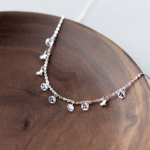 Colar com Cristais de Zircônia Prata 925 Argentia