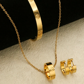 Conjunto Colar Pulseira e Brincos Dourados Argentia