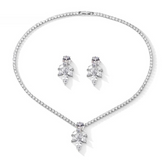 Conjunto Colar e Brincos Flor Cravejado com Zircônia Argentia