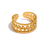 Anel Dourado Folha Ajustável Argentia
