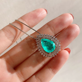 Conjunto Colar e Brincos Gota Turmalina - Prata Argentia