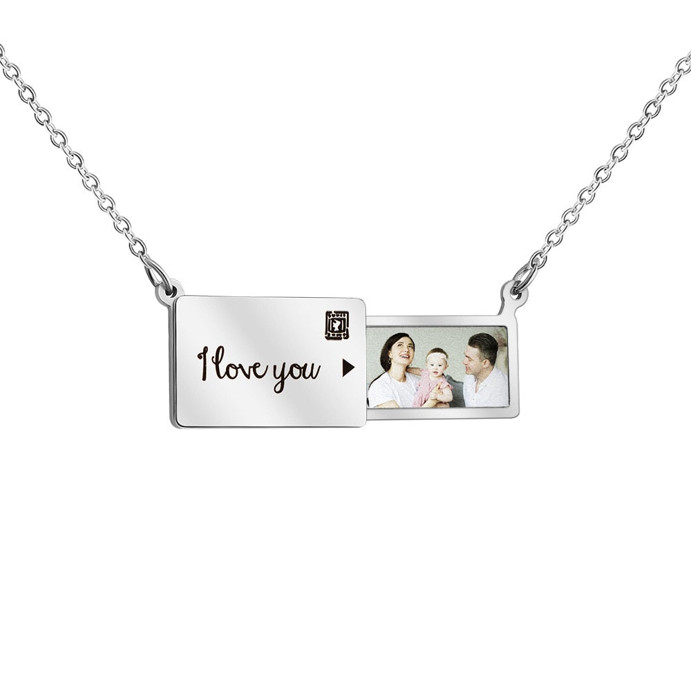 Colar Cartinha Unique - Pingente Foto e Escrita Personalizável Argentia