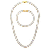 Conjunto Colar e Pulseira Cravejada com Zircônia Argentia