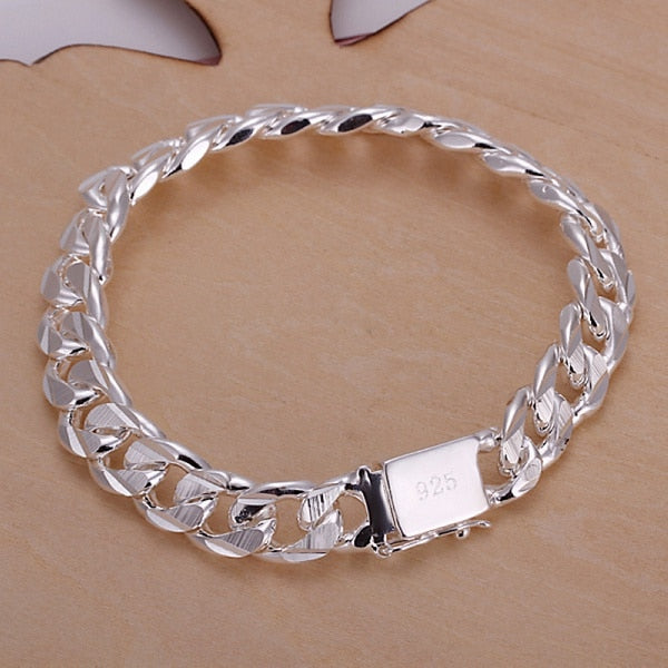 Pulseira Masculino Cubana 10mm Argentia