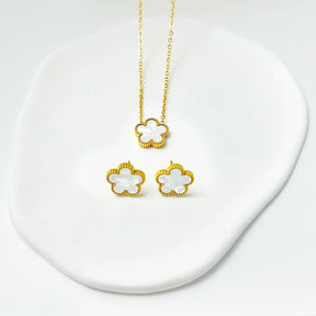 Conjunto Colar e Brincos Trevo Argentia