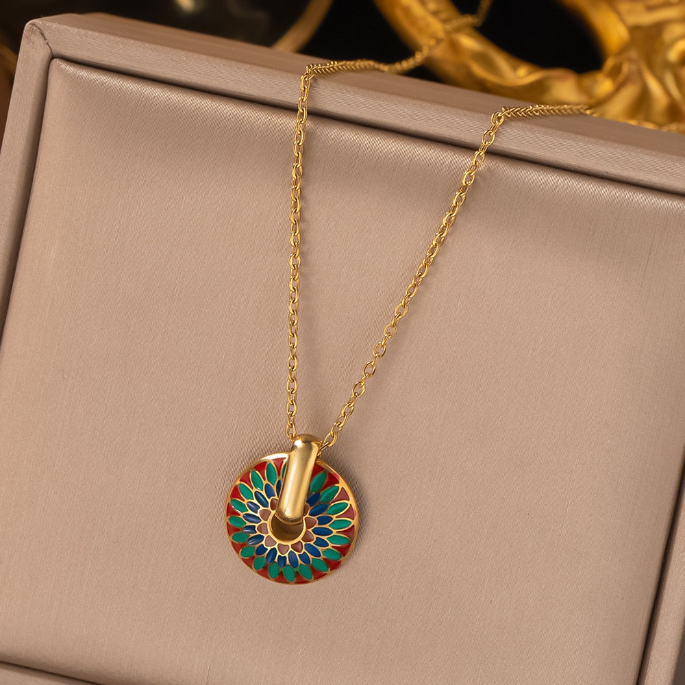 Conjunto Dourado com Pingente Vintage Retro Argentia