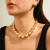 Conjunto Colar e Brincos Bola Dourada Argentia