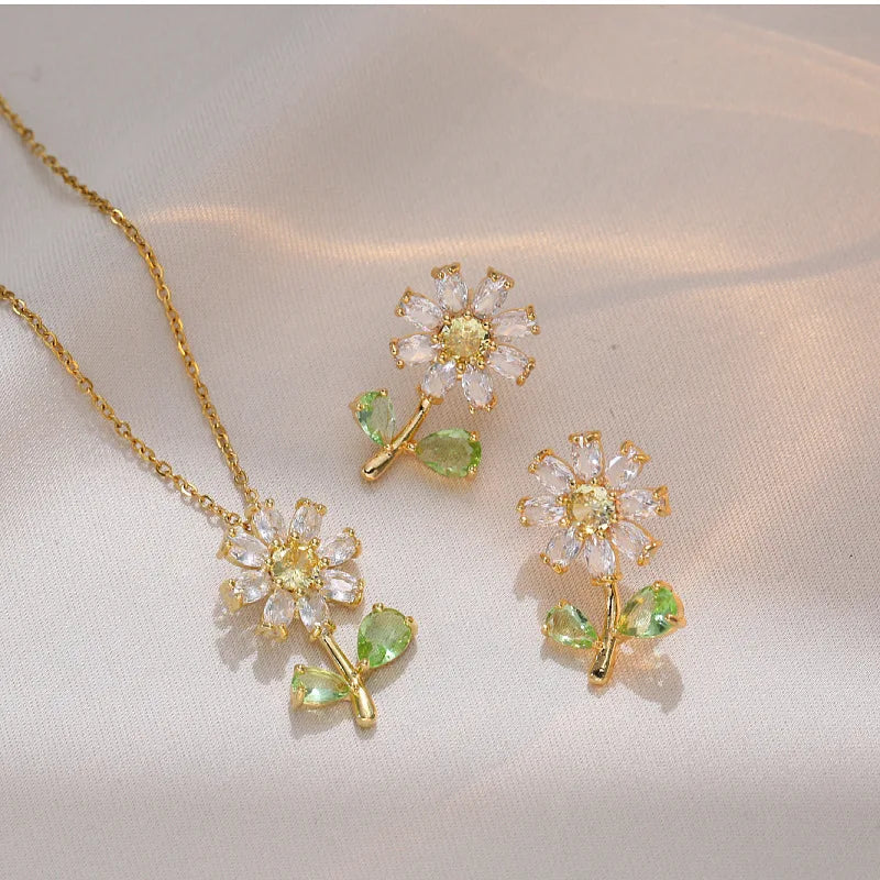 Conjunto Colar e Brincos Margarida Argentia