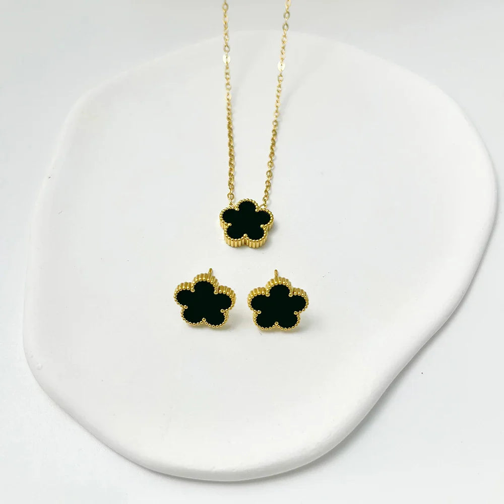 Conjunto Colar e Brincos Trevo Argentia