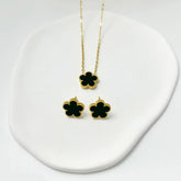 Conjunto Colar e Brincos Trevo Argentia
